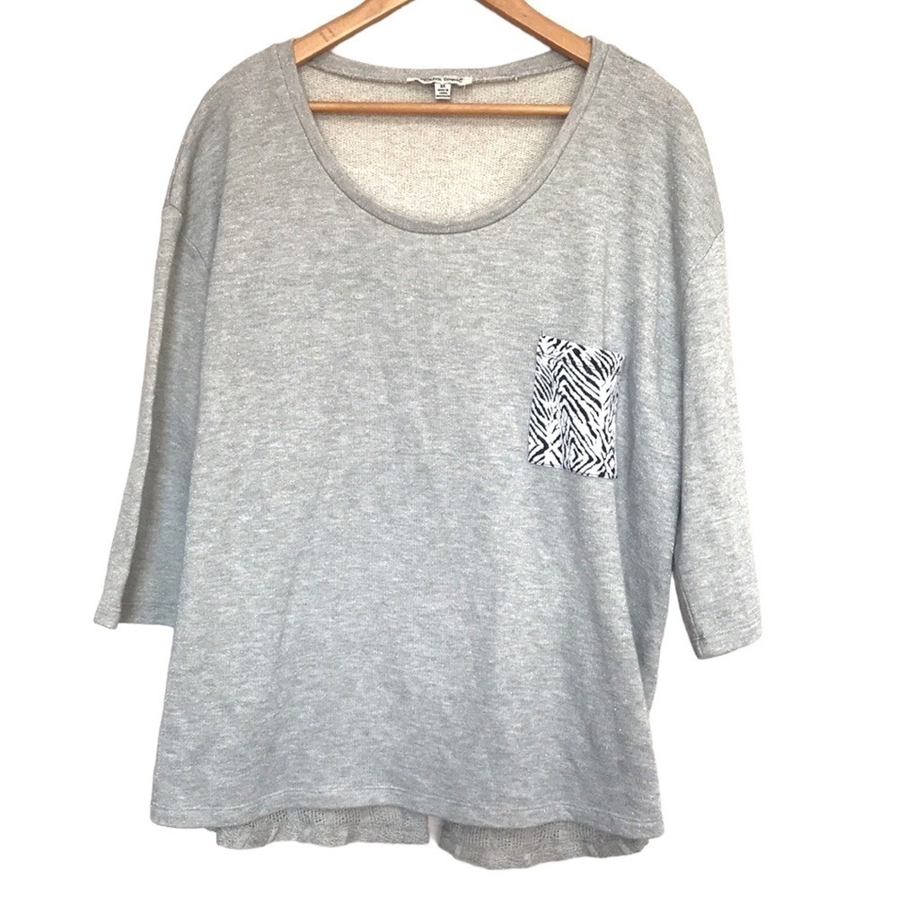 EXTRA Touch gray 3/4 sleeve loose knit back sweater size 3X